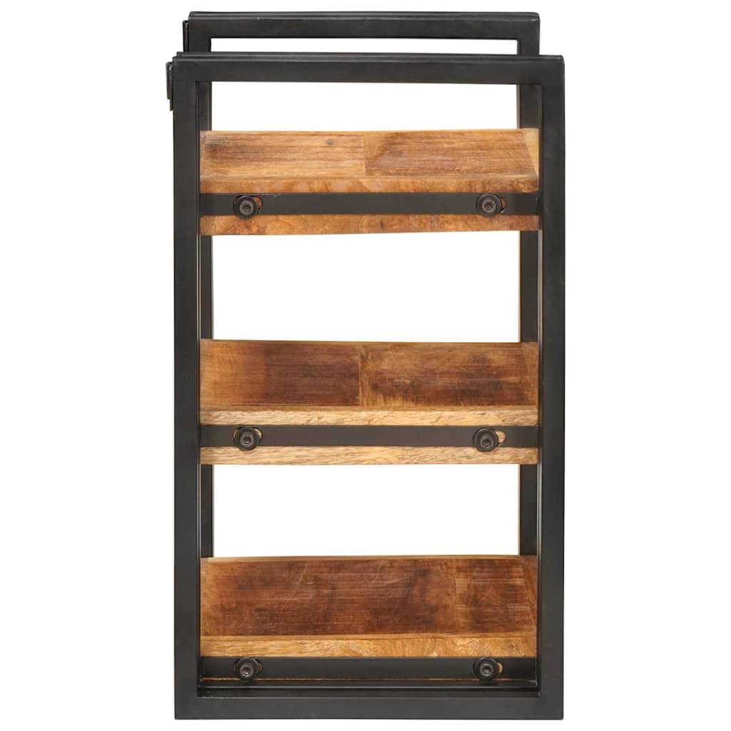 Nattbord 2 pcs Brunt og svart 38 x 33 x 58 cm Massiv mango tre