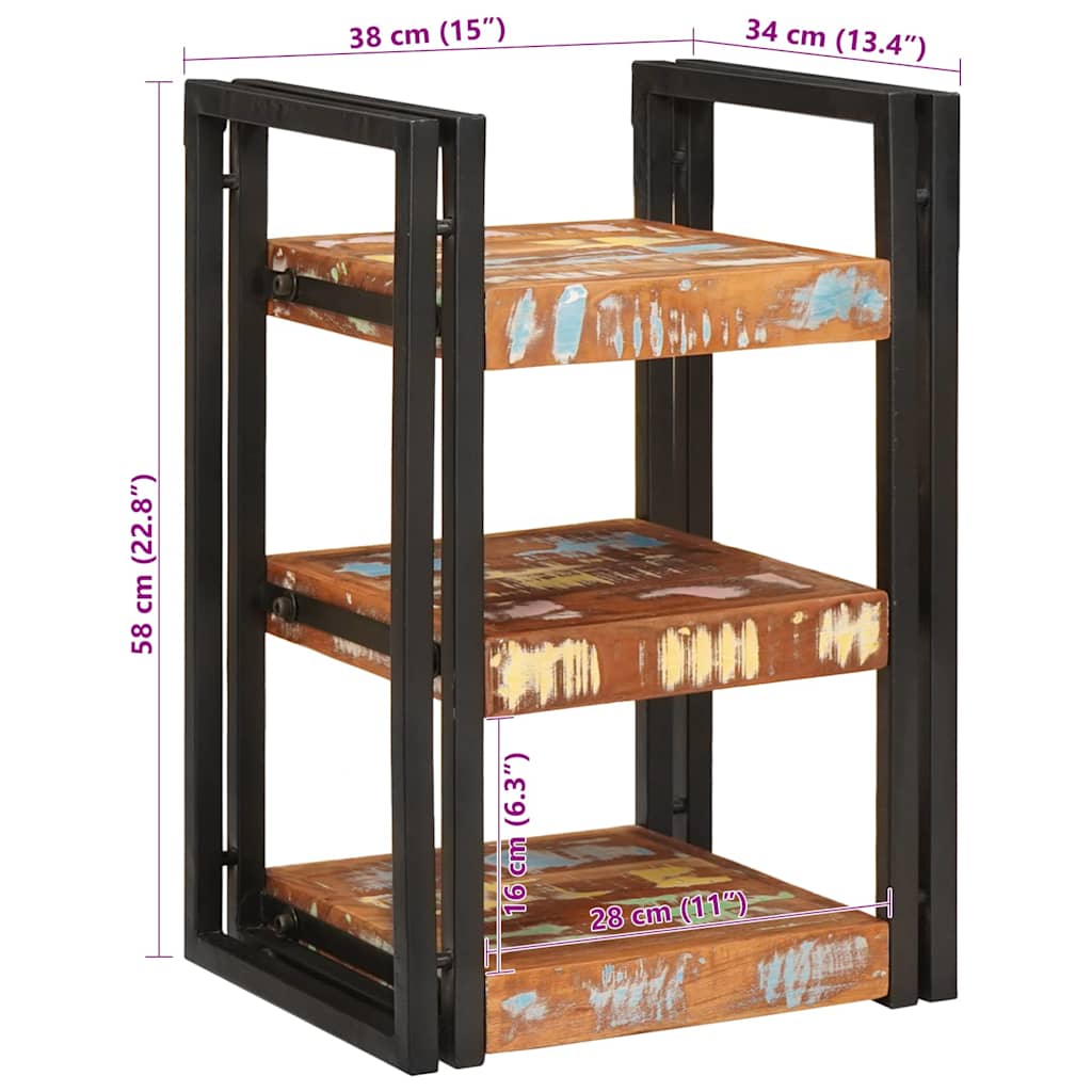 Nattbord 2 pcs Brun og svart Massivt gjenvunnet tre