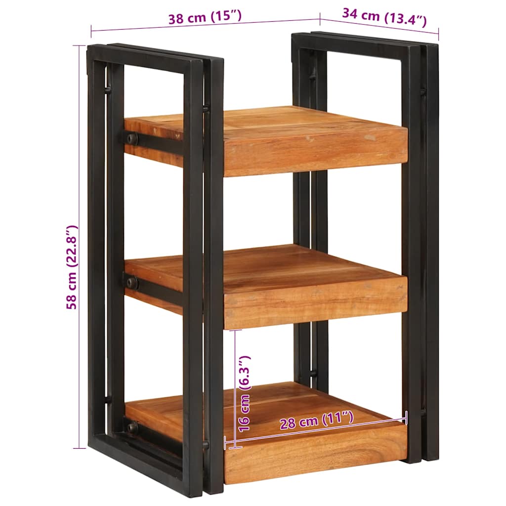 Nattbord Brunt og svart 38 x 33 x 58 cm Solid akasietre