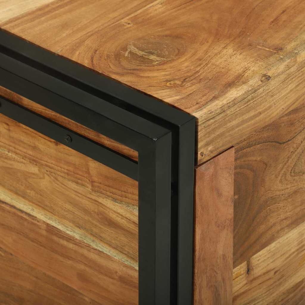 Lagringsboks Brun og svart 50 x 50 x 50 cm Solid akasietre