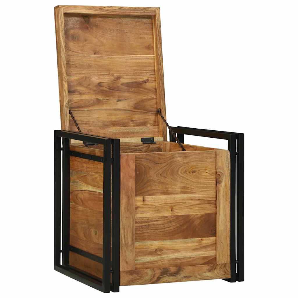 Lagringsboks Brun og svart 50 x 50 x 50 cm Solid akasietre