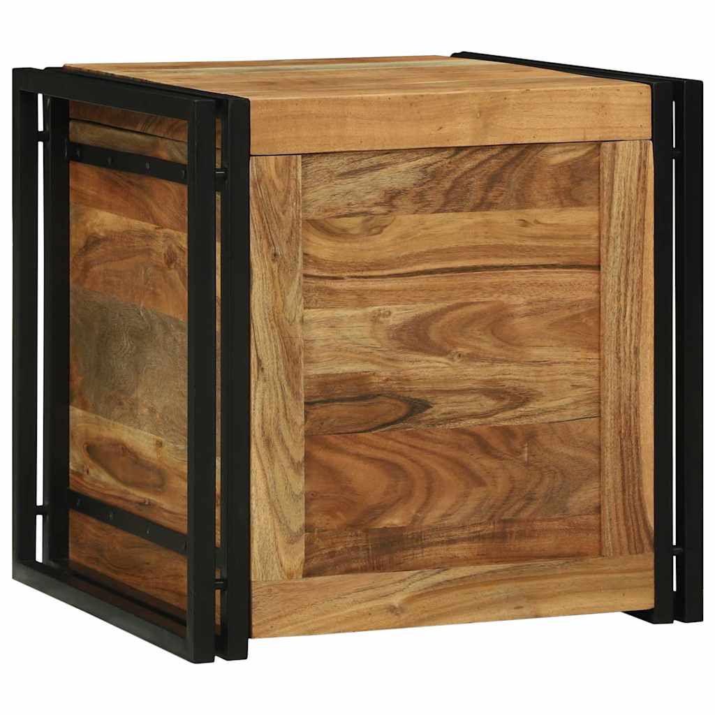 Lagringsboks Brun og svart 50 x 50 x 50 cm Solid akasietre