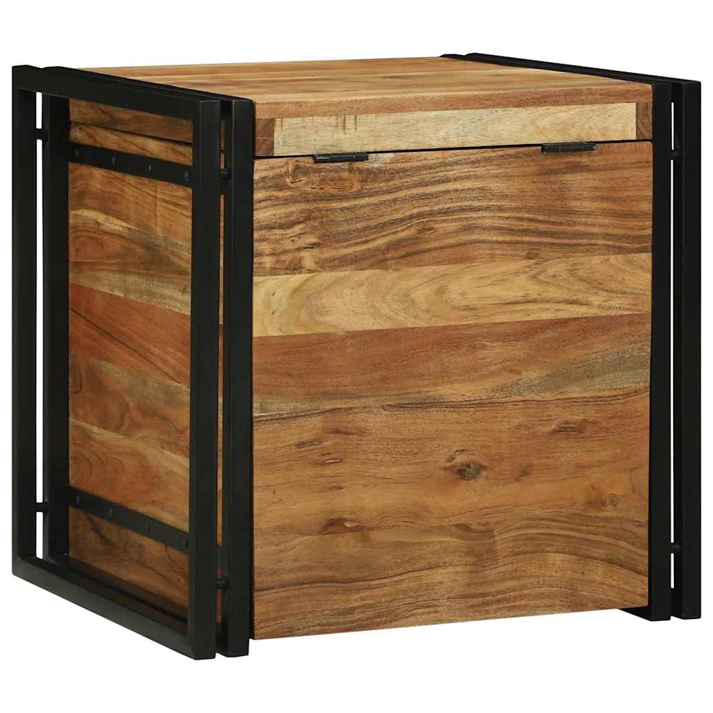 Lagringsboks Brun og svart 50 x 50 x 50 cm Solid akasietre