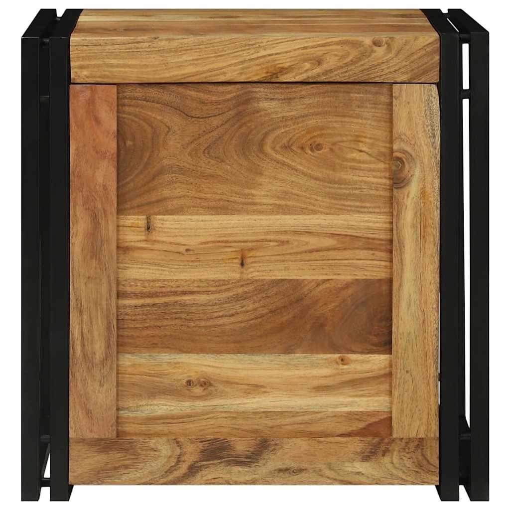 Lagringsboks Brun og svart 50 x 50 x 50 cm Solid akasietre