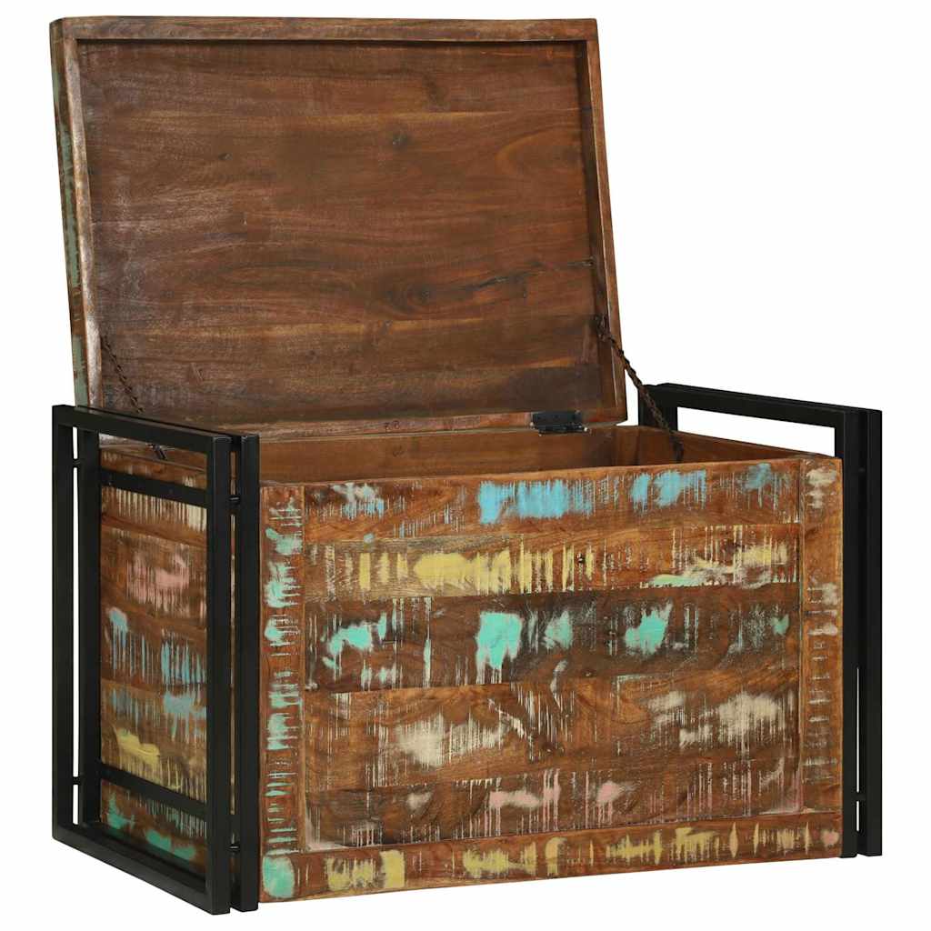 Lagringsboks Brun og svart 80 x 50 x 50 cm gjenvunnet tre