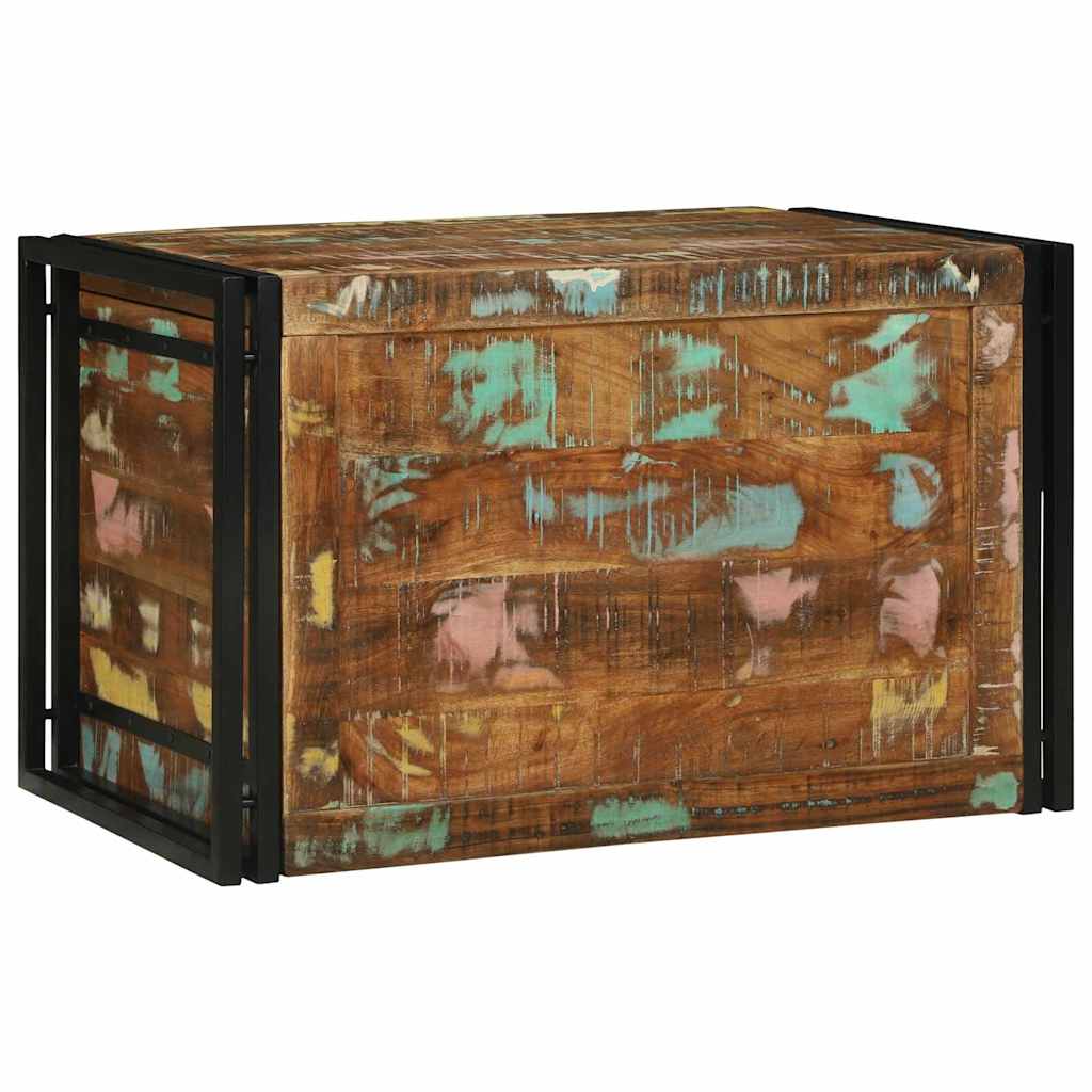 Lagringsboks Brun og svart 80 x 50 x 50 cm gjenvunnet tre