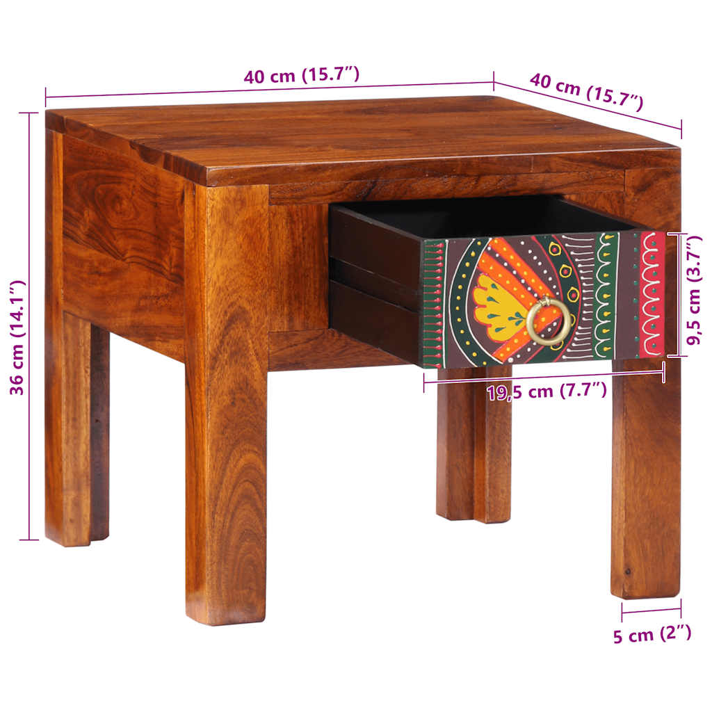 Nattbord 40x40x36 cm heltre akasie