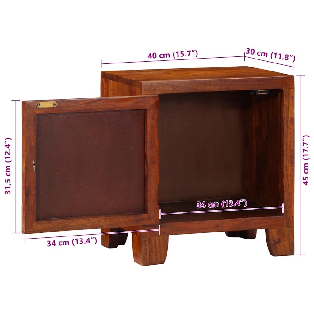 Nattbord 2 stk 40x30x45 cm heltre akasie
