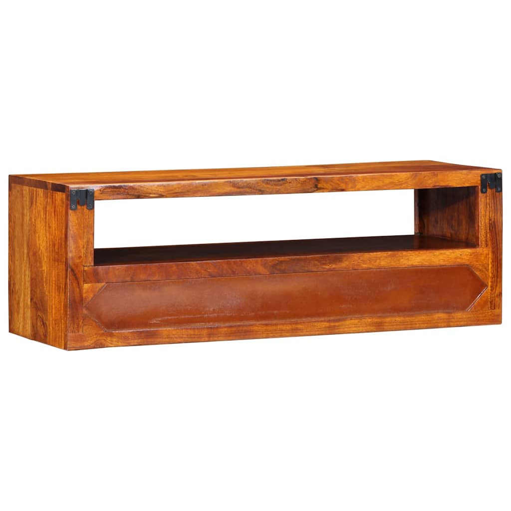 Veggmontert TV-skap flerfarget 90x30x30 heltre akasie