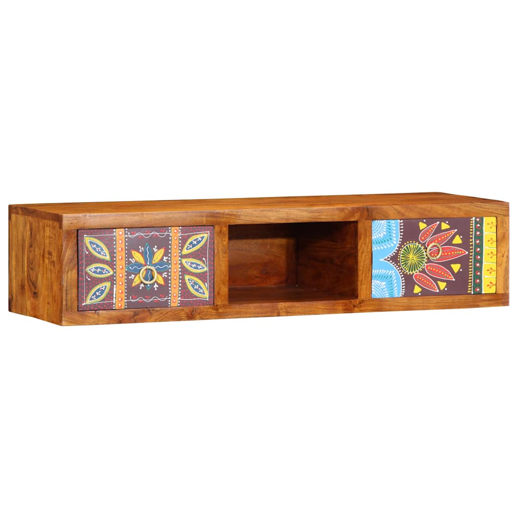 Veggmontert TV-skap flerfarget 100x30x22 heltre akasie