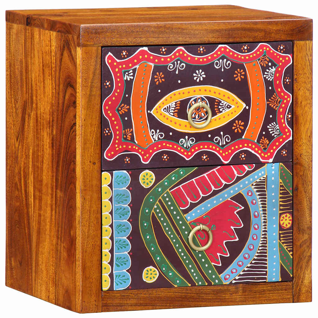 Nattbordskap med skuff 2 pcs Brun 35 x 30 x 40 cm heltre akasie