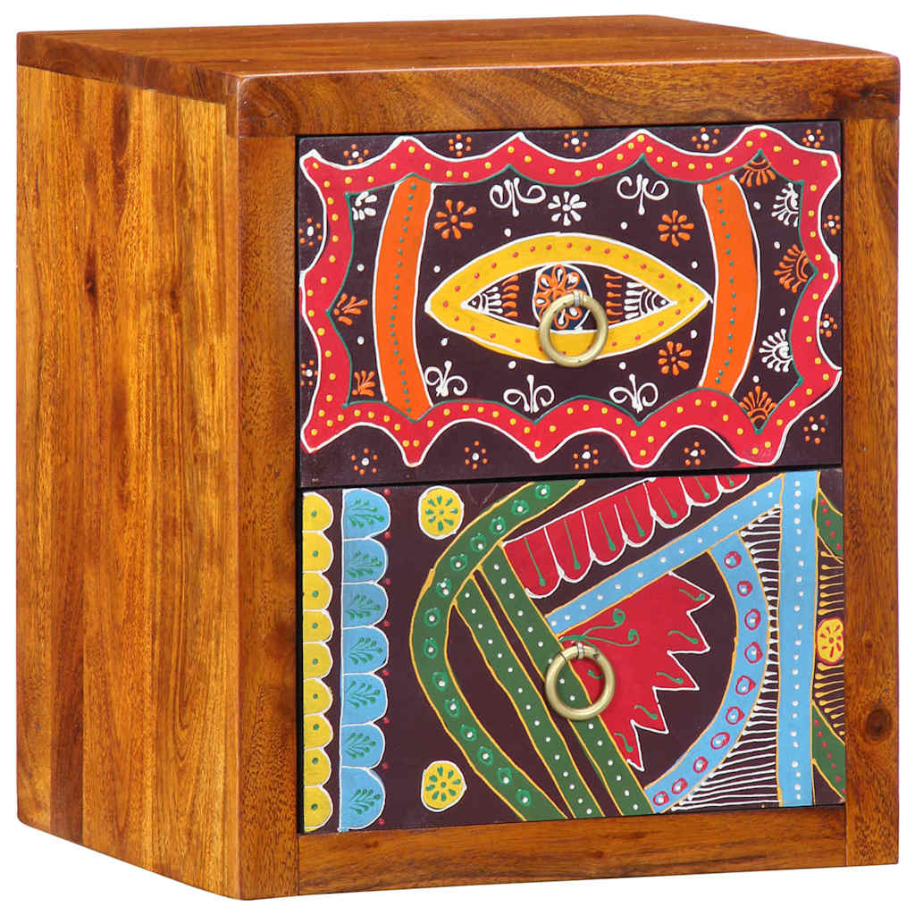 Nattbordskap med skuff 2 pcs Brun 35 x 30 x 40 cm heltre akasie