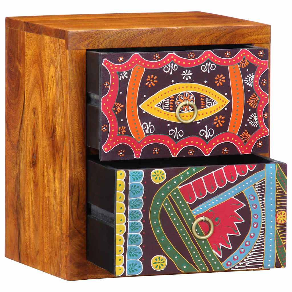 Nattbordskap med skuff 2 pcs Brun 35 x 30 x 40 cm heltre akasie