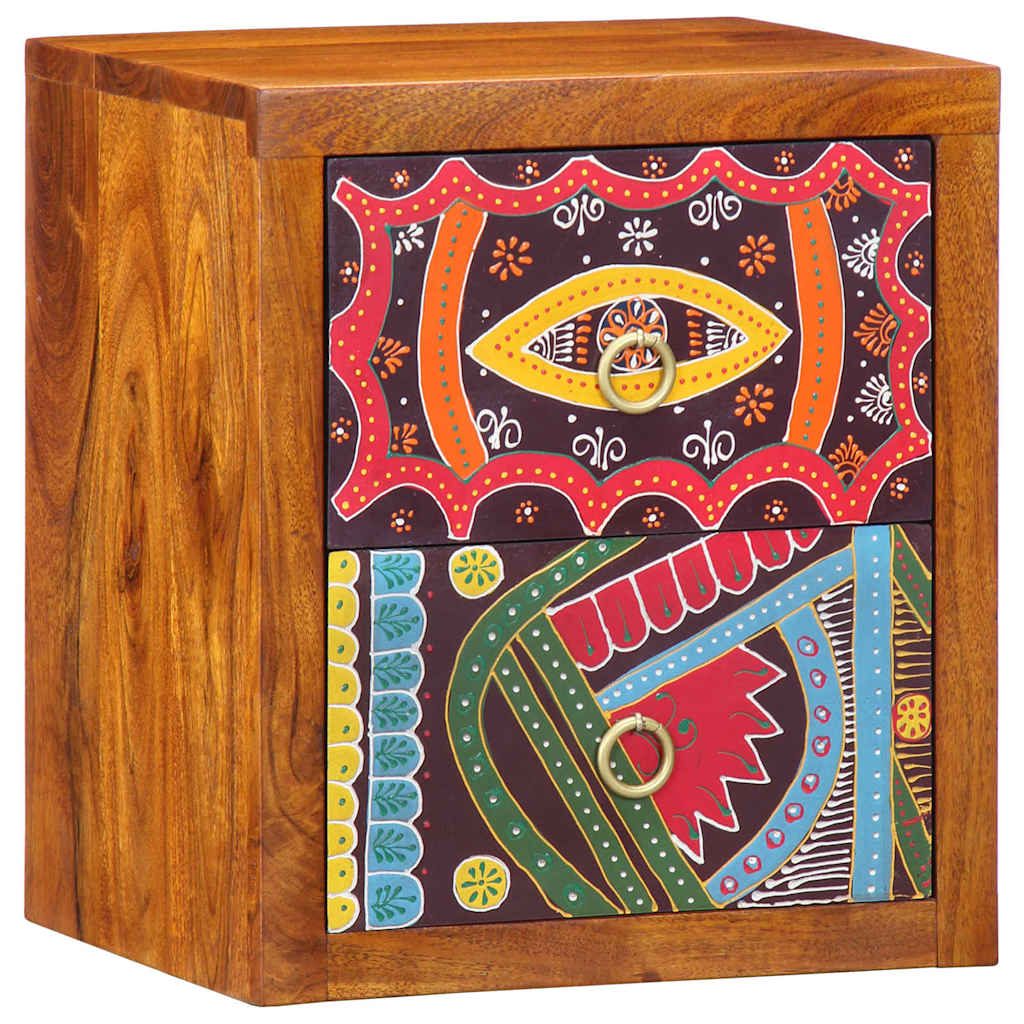 Nattbordskap med skuff 2 pcs Brun 35 x 30 x 40 cm heltre akasie