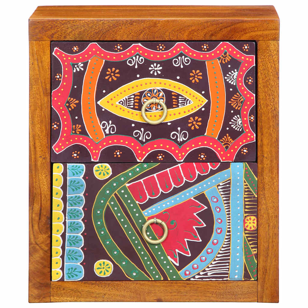 Nattbordskap med skuff 2 pcs Brun 35 x 30 x 40 cm heltre akasie