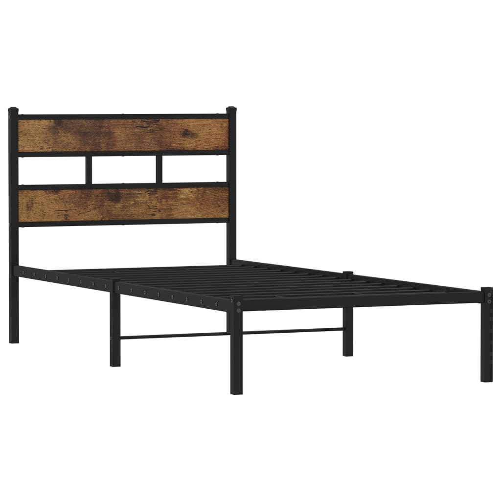 Sengeramme i metall uten madrass røkt eik 80x200 cm