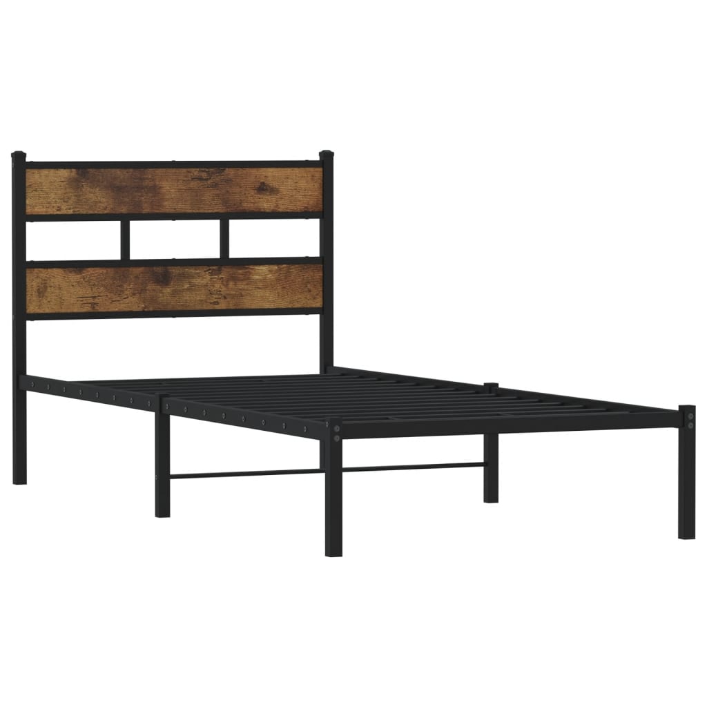 Sengeramme i metall uten madrass røkt eik 100x200 cm
