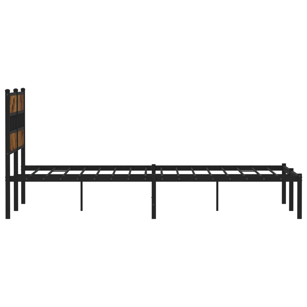 Sengeramme i metall uten madrass røkt eik 135x190 cm