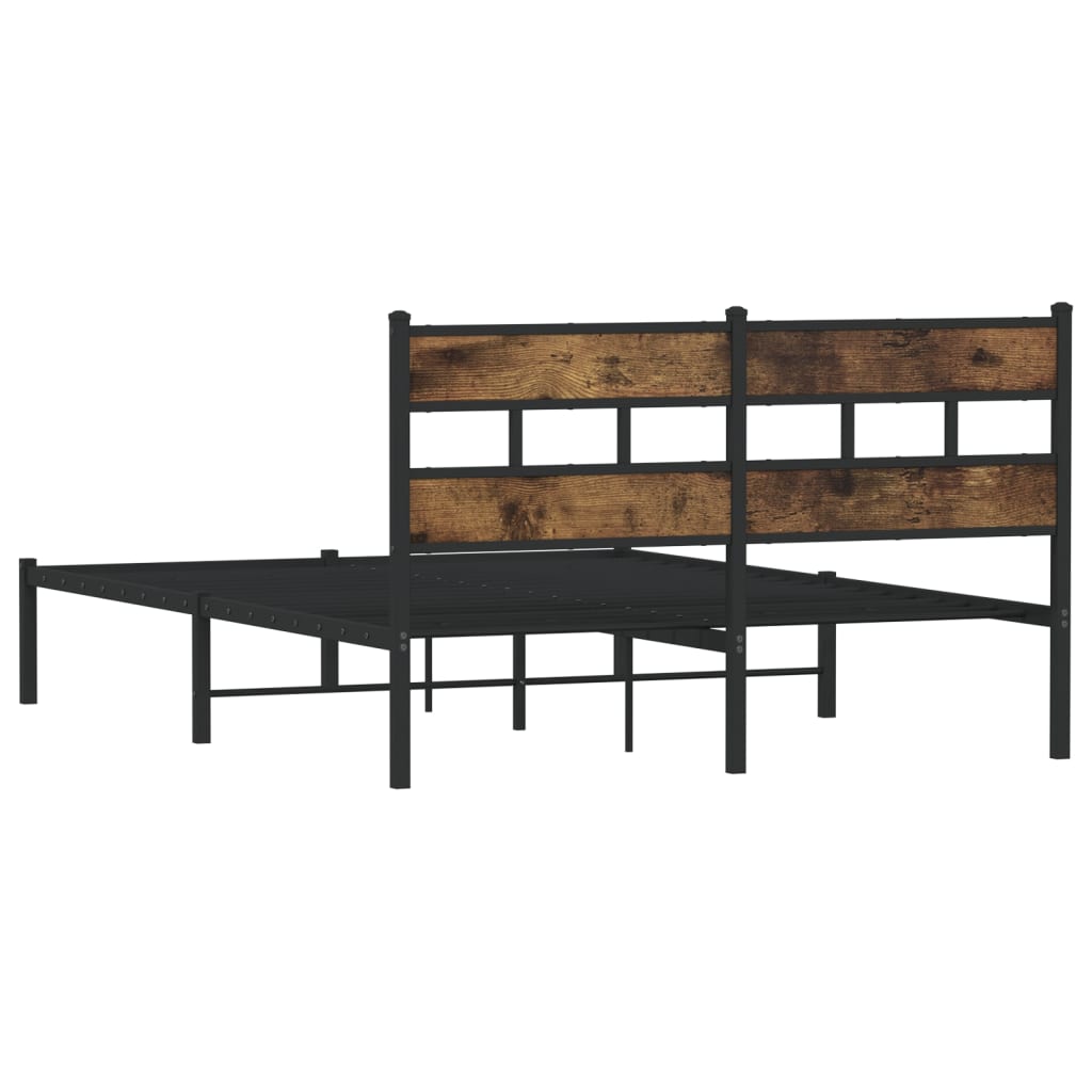 Sengeramme i metall uten madrass røkt eik 140x190 cm