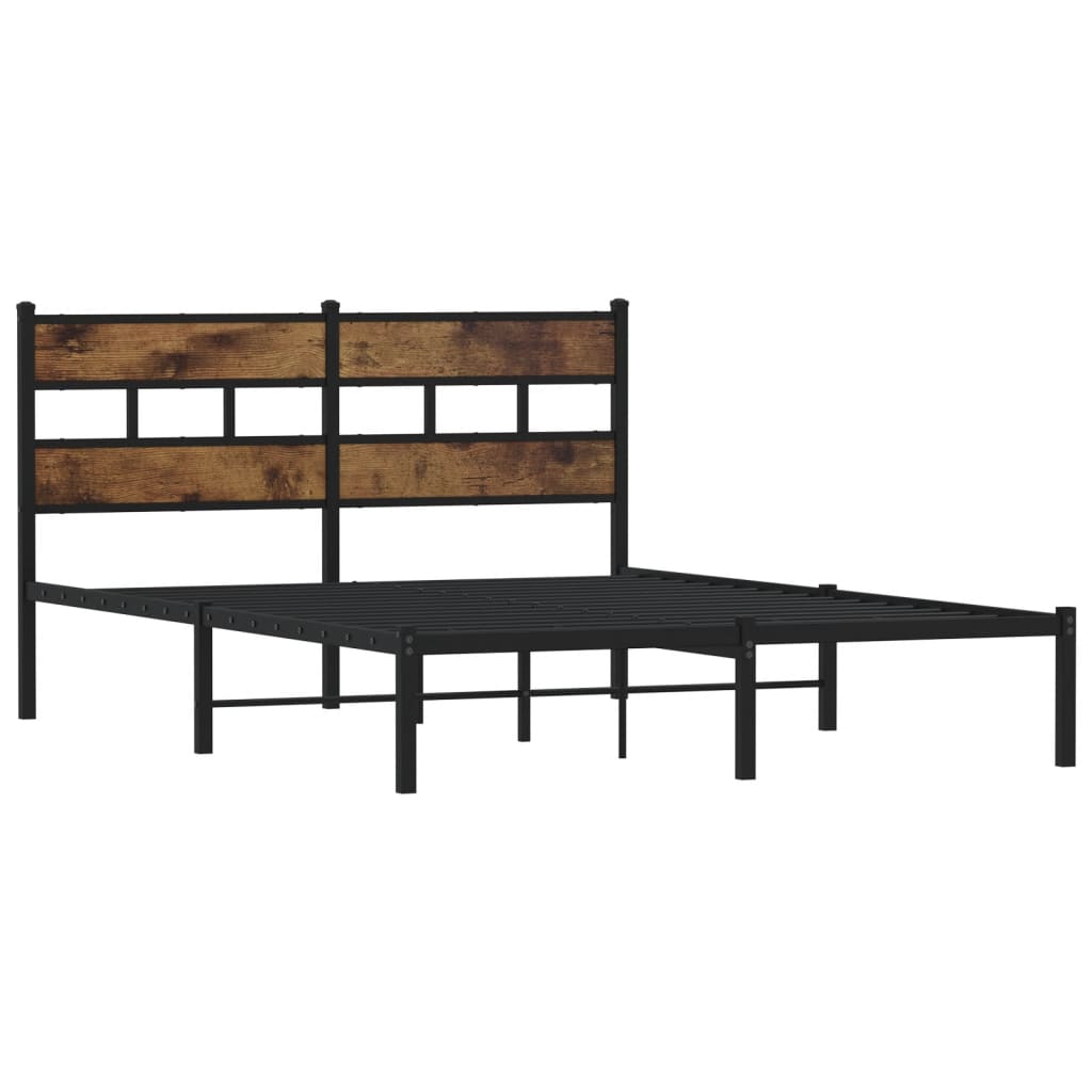 Sengeramme i metall uten madrass røkt eik 150x200 cm