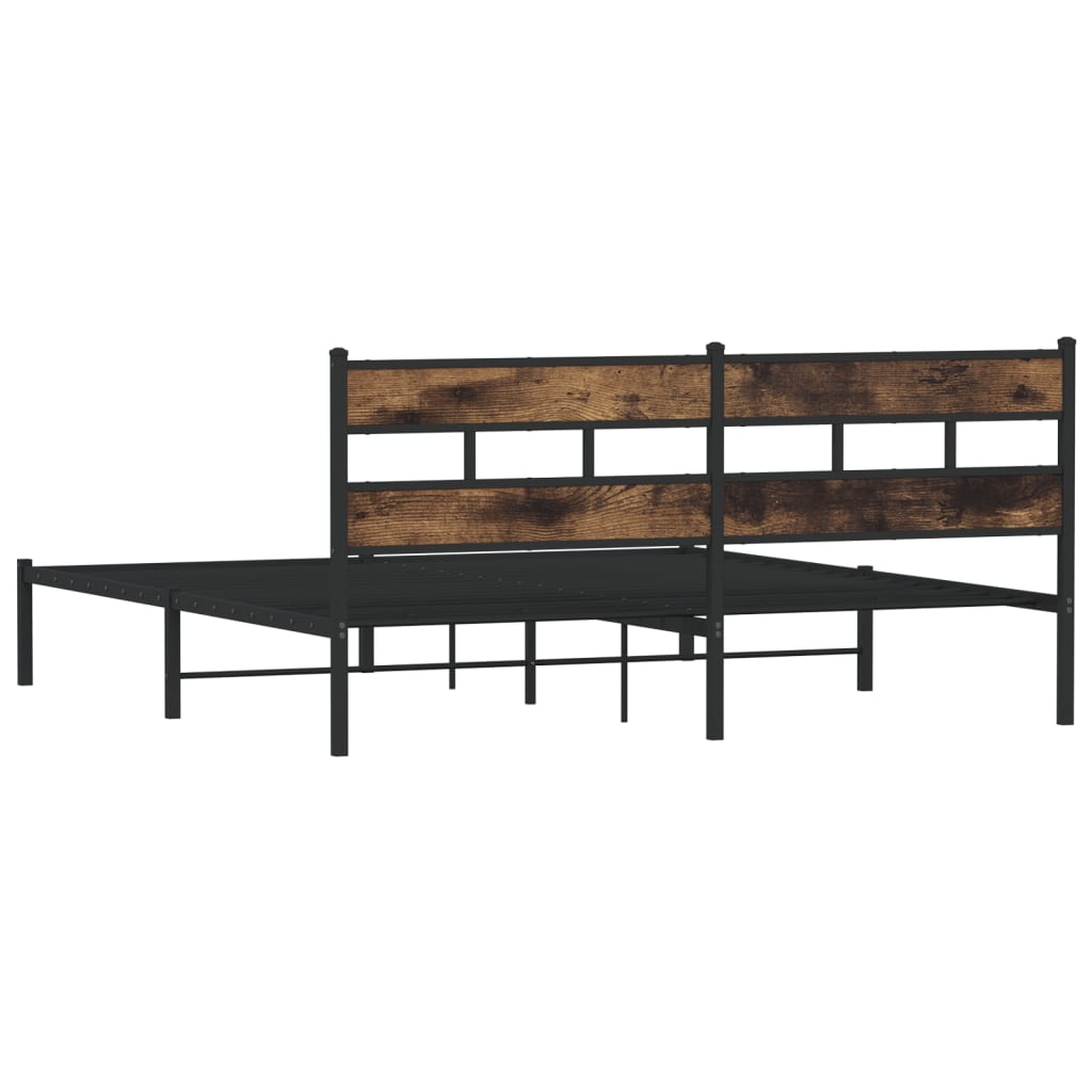 Sengeramme i metall uten madrass røkt eik 193x203 cm
