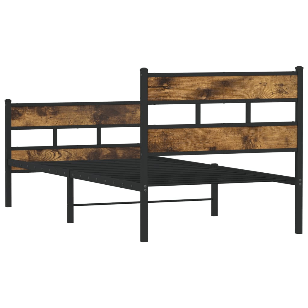 Sengeramme i metall uten madrass røkt eik 80x200 cm