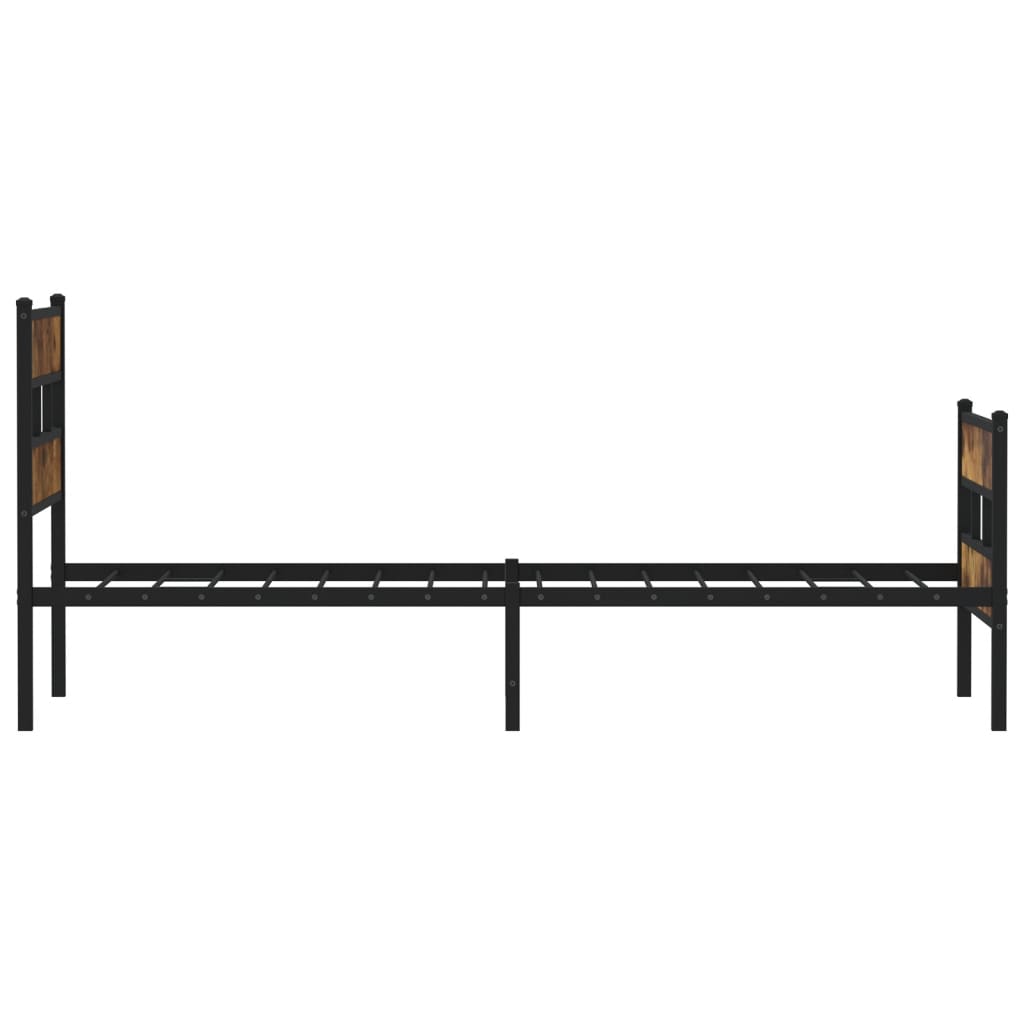 Sengeramme i metall uten madrass røkt eik 90x190 cm