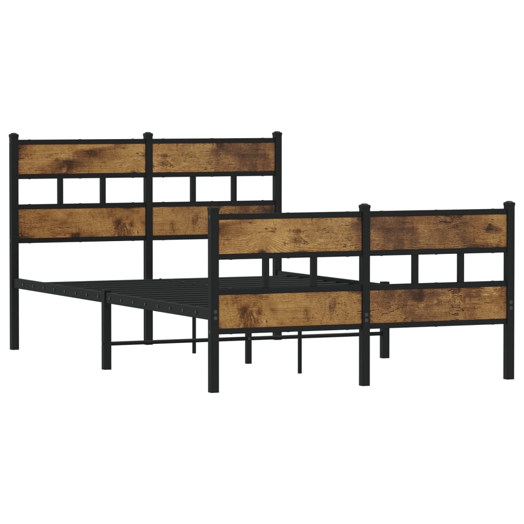 Sengeramme i metall uten madrass røkt eik 120x200 cm