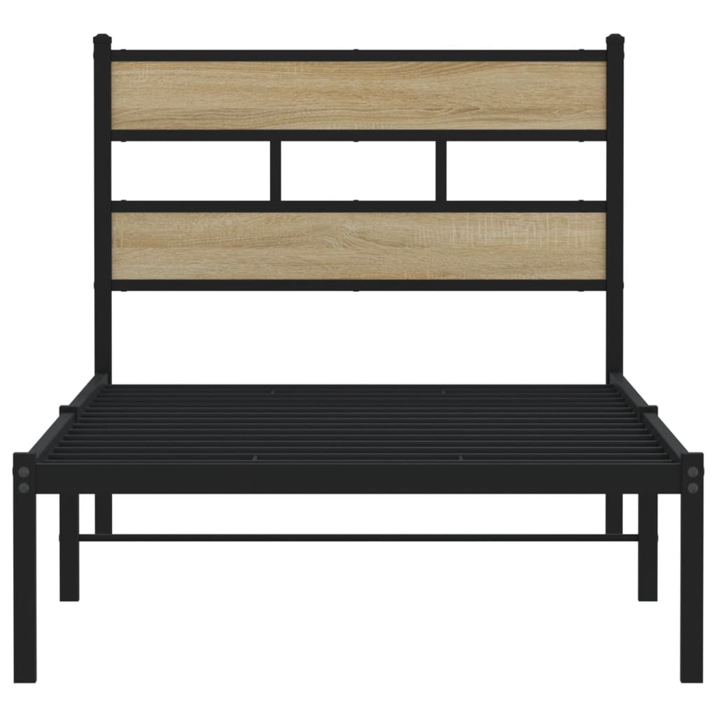 Sengeramme i metall uten madrass sonoma eik 75x190 cm