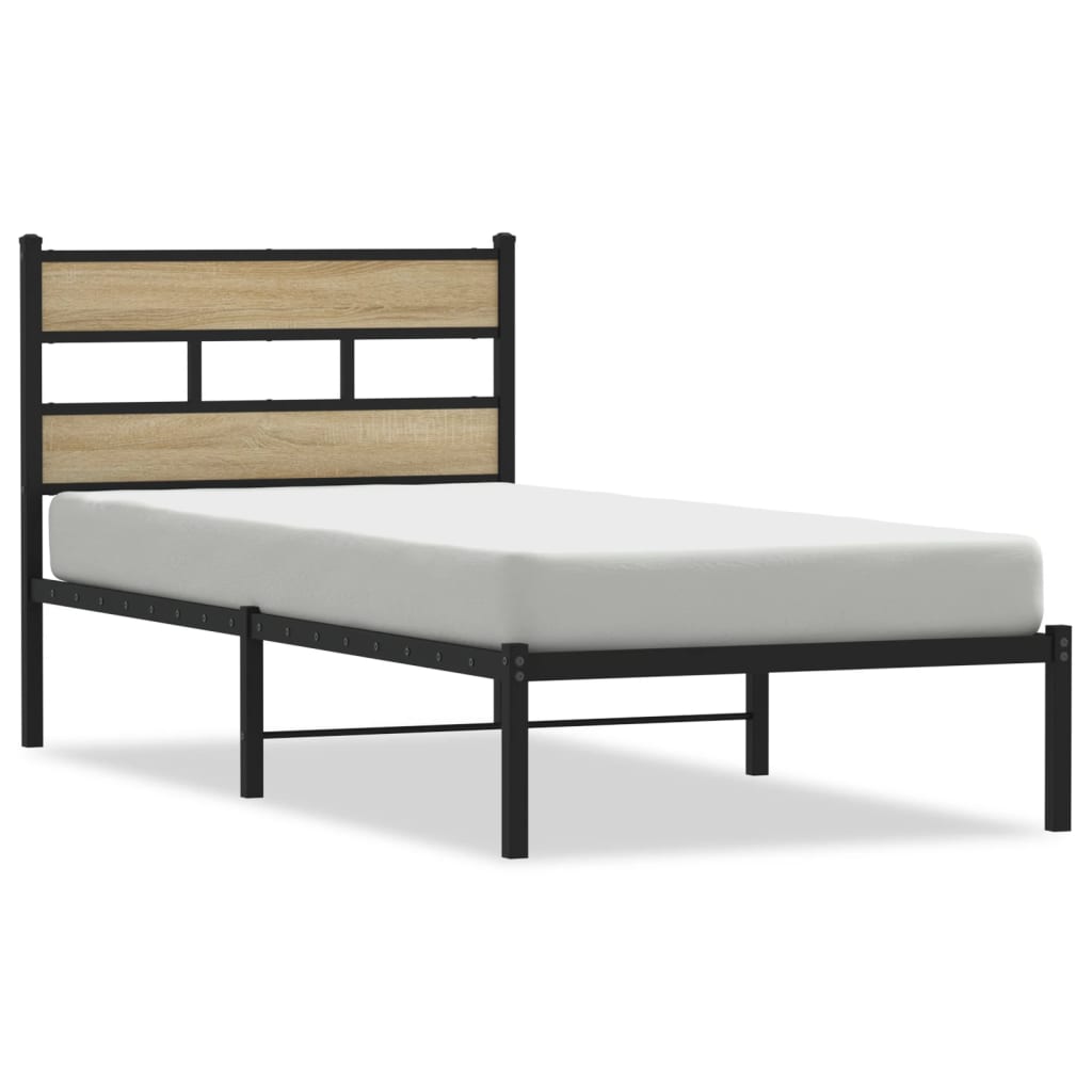Sengeramme i metall uten madrass sonoma eik 90x190 cm