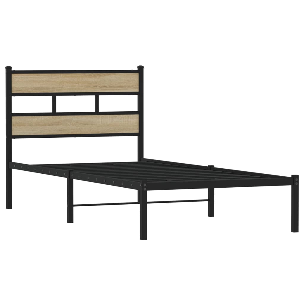 Sengeramme i metall uten madrass sonoma eik 100x190 cm