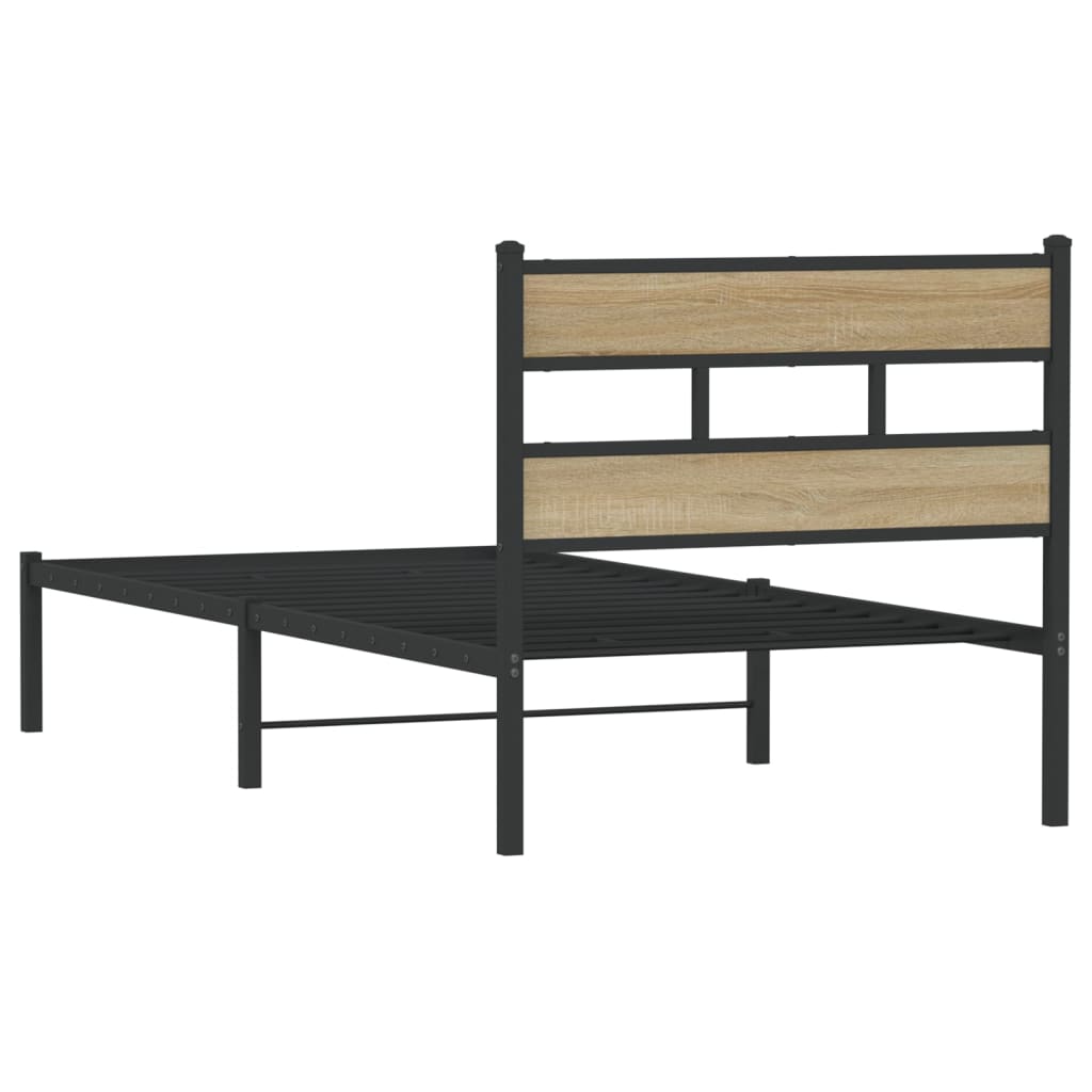Sengeramme i metall uten madrass sonoma eik 100x190 cm