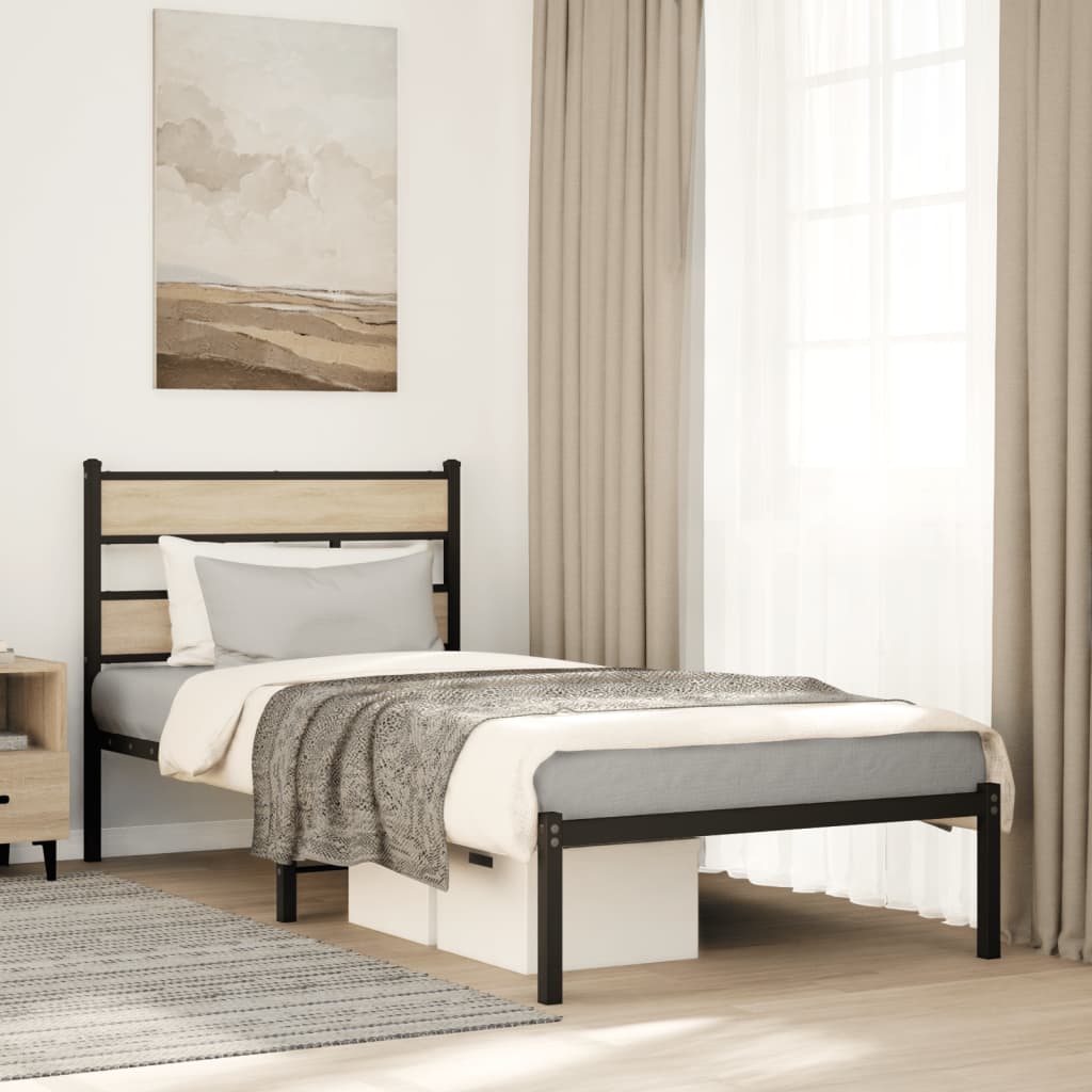 Sengeramme i metall uten madrass sonoma eik 100x190 cm