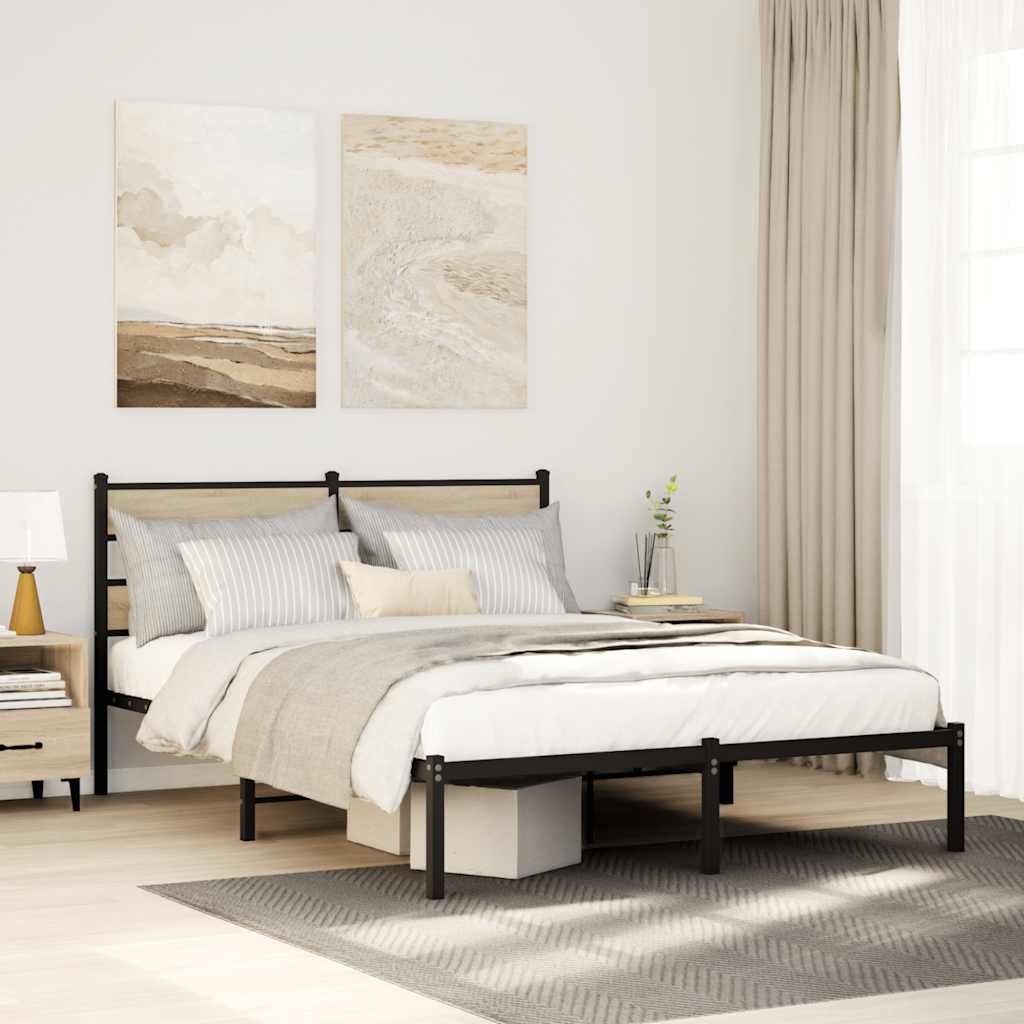 Sengeramme i metall uten madrass sonoma eik 140x190 cm vidaXL