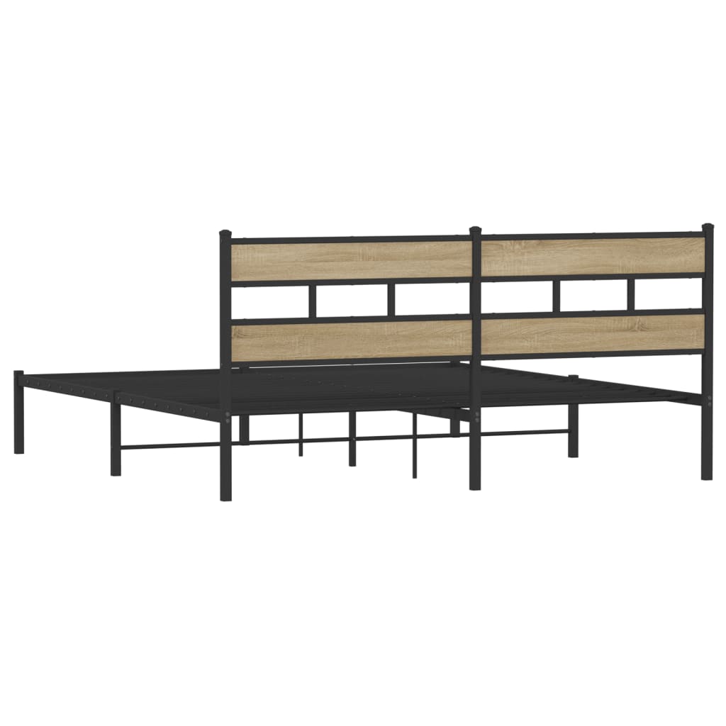Sengeramme i metall uten madrass sonoma eik 180x200 cm