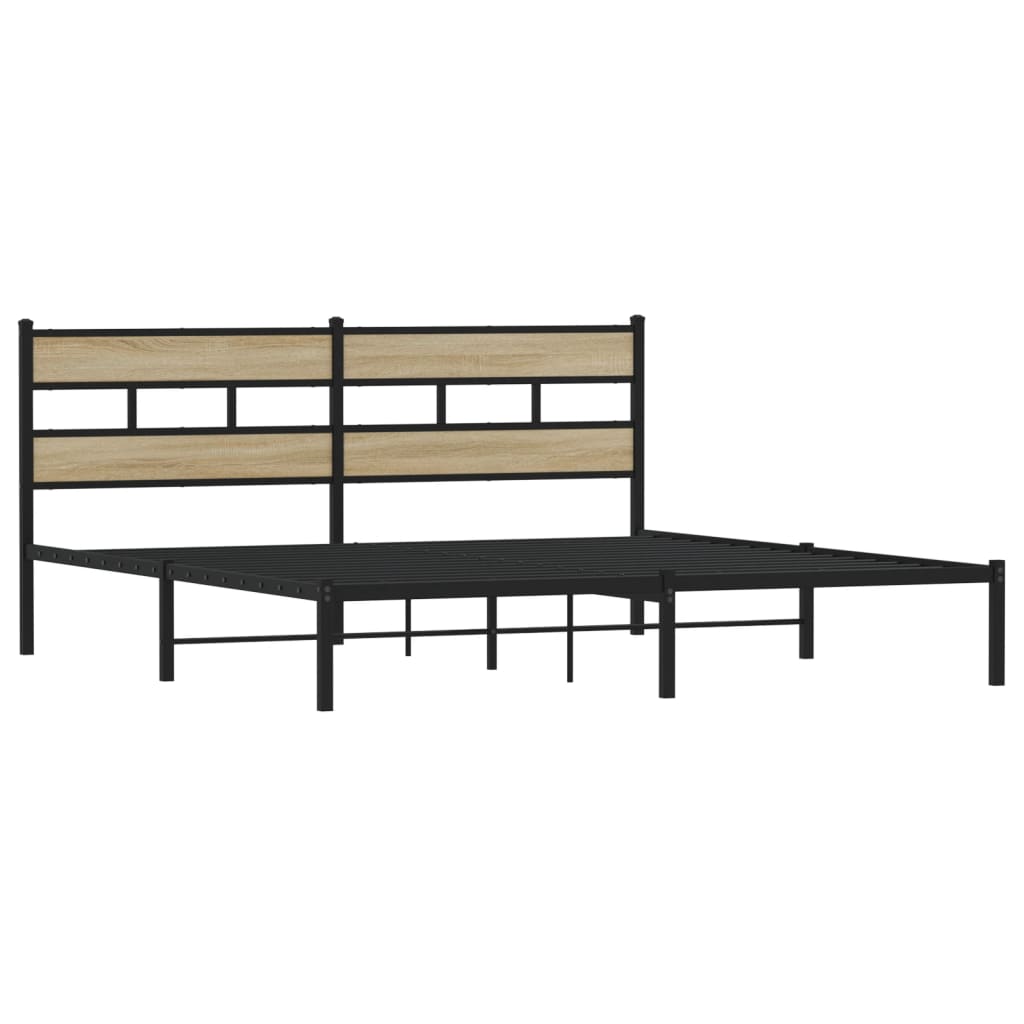 Sengeramme i metall uten madrass sonoma eik 183x213 cm