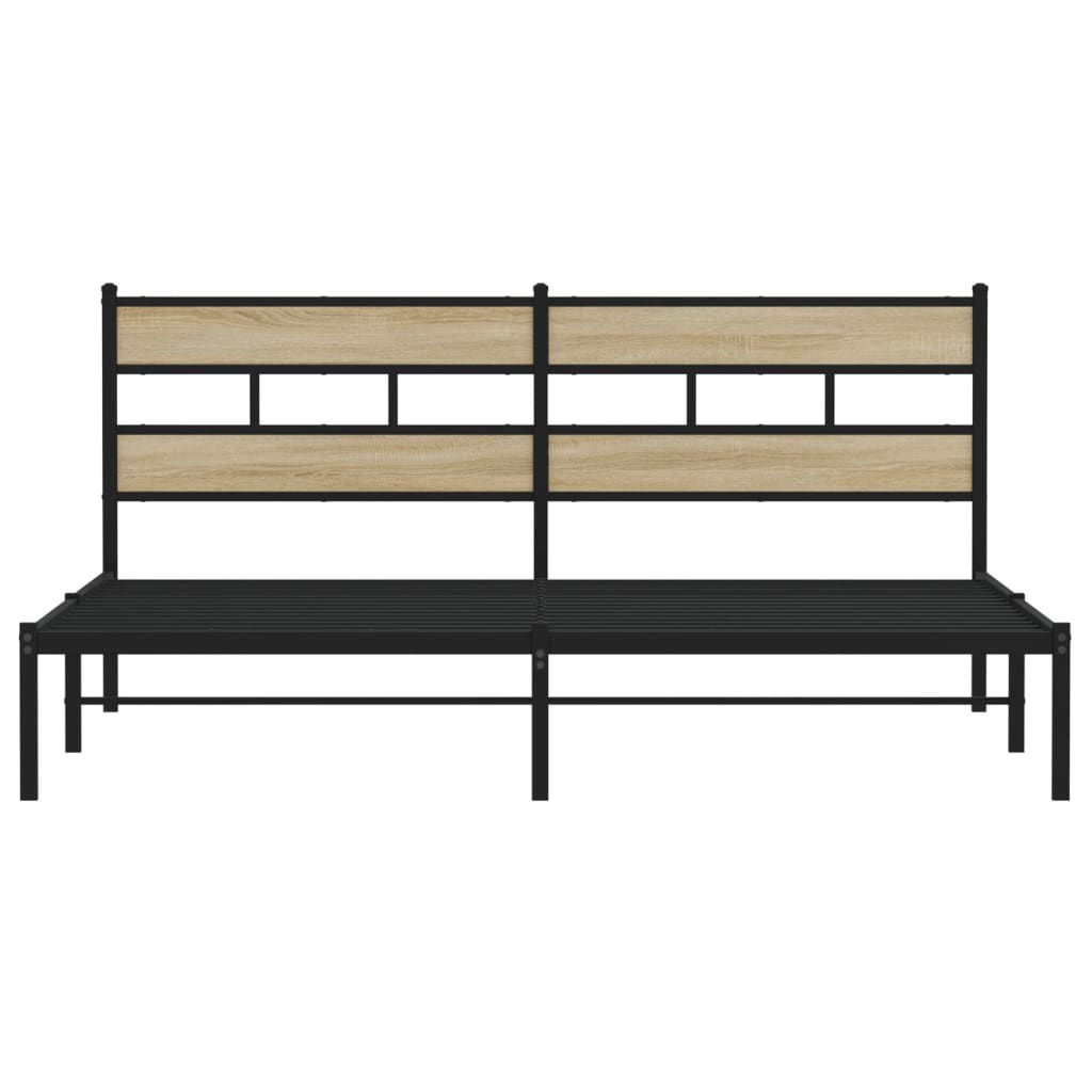 Sengeramme i metall uten madrass sonoma eik 183x213 cm
