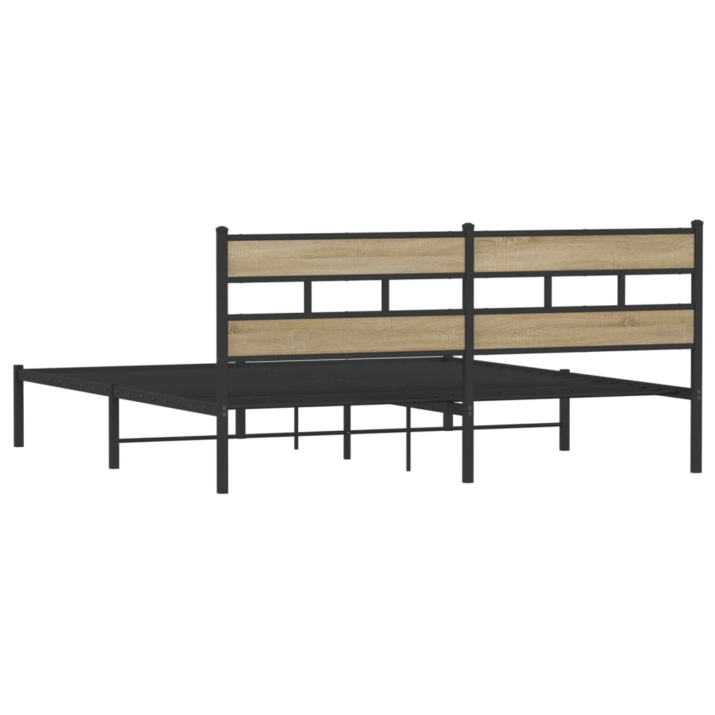 Sengeramme i metall uten madrass sonoma eik 183x213 cm