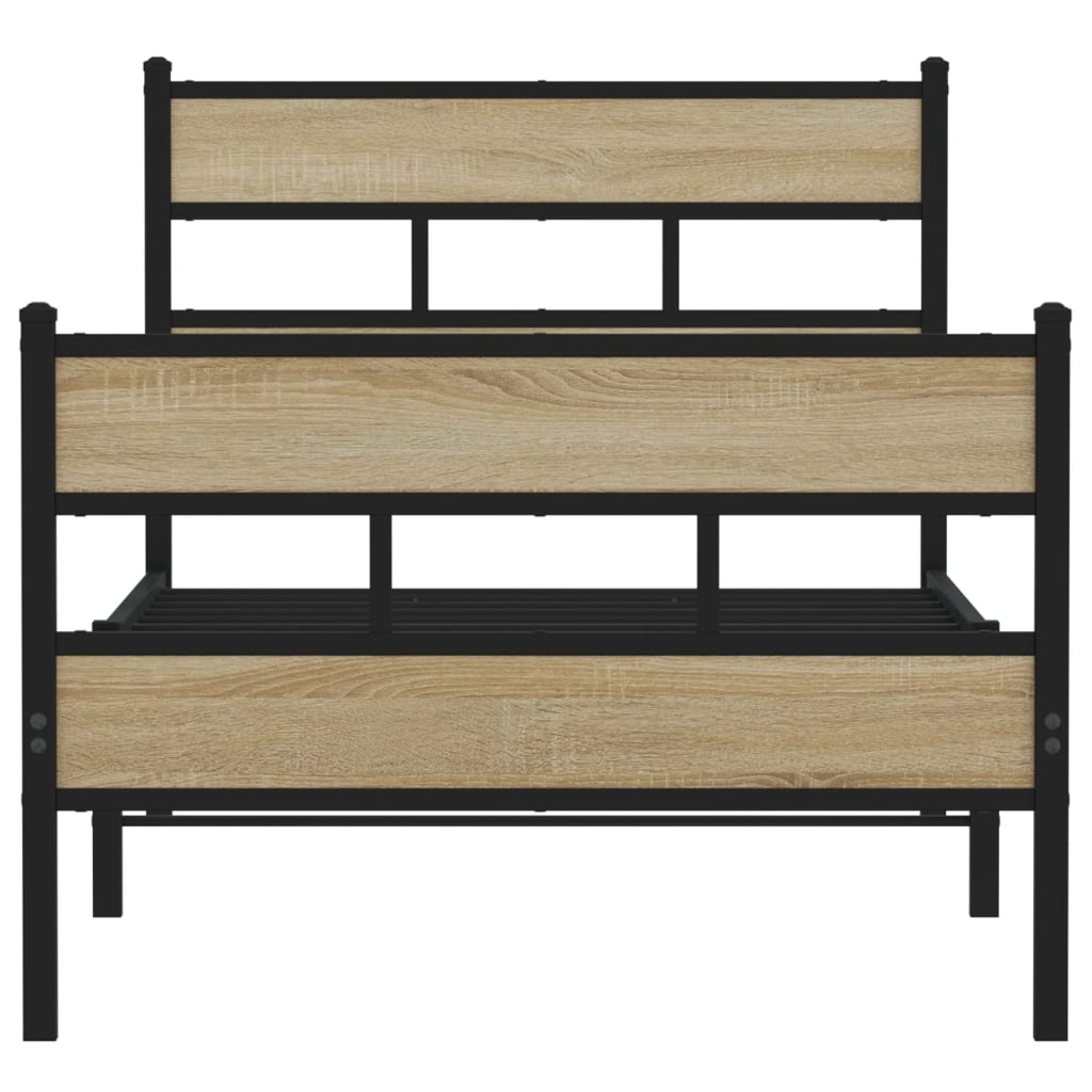 Sengeramme i metall uten madrass sonoma eik 75x190 cm
