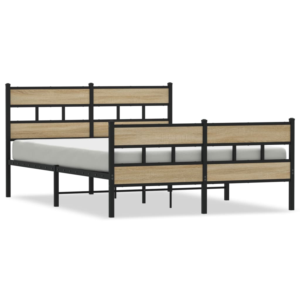 Sengeramme i metall uten madrass sonoma eik 135x190 cm