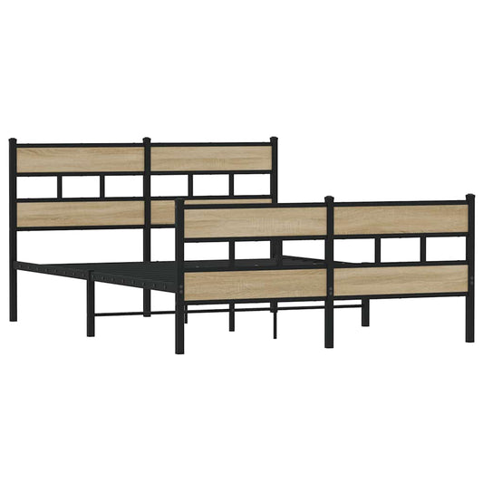 Sengeramme i metall uten madrass sonoma eik 140x190 cm