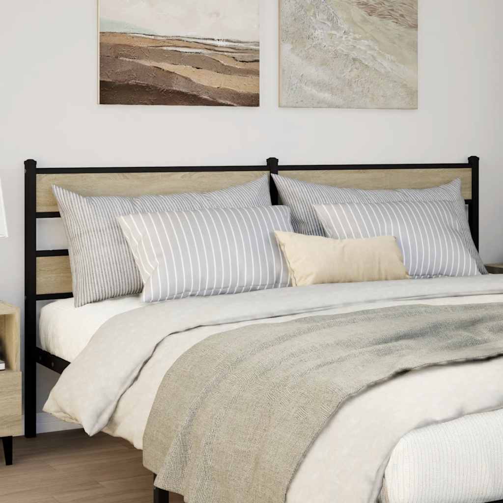 Utskiftbar sengegavl sonoma eik 180 cm jern og konstruert tre vidaXL