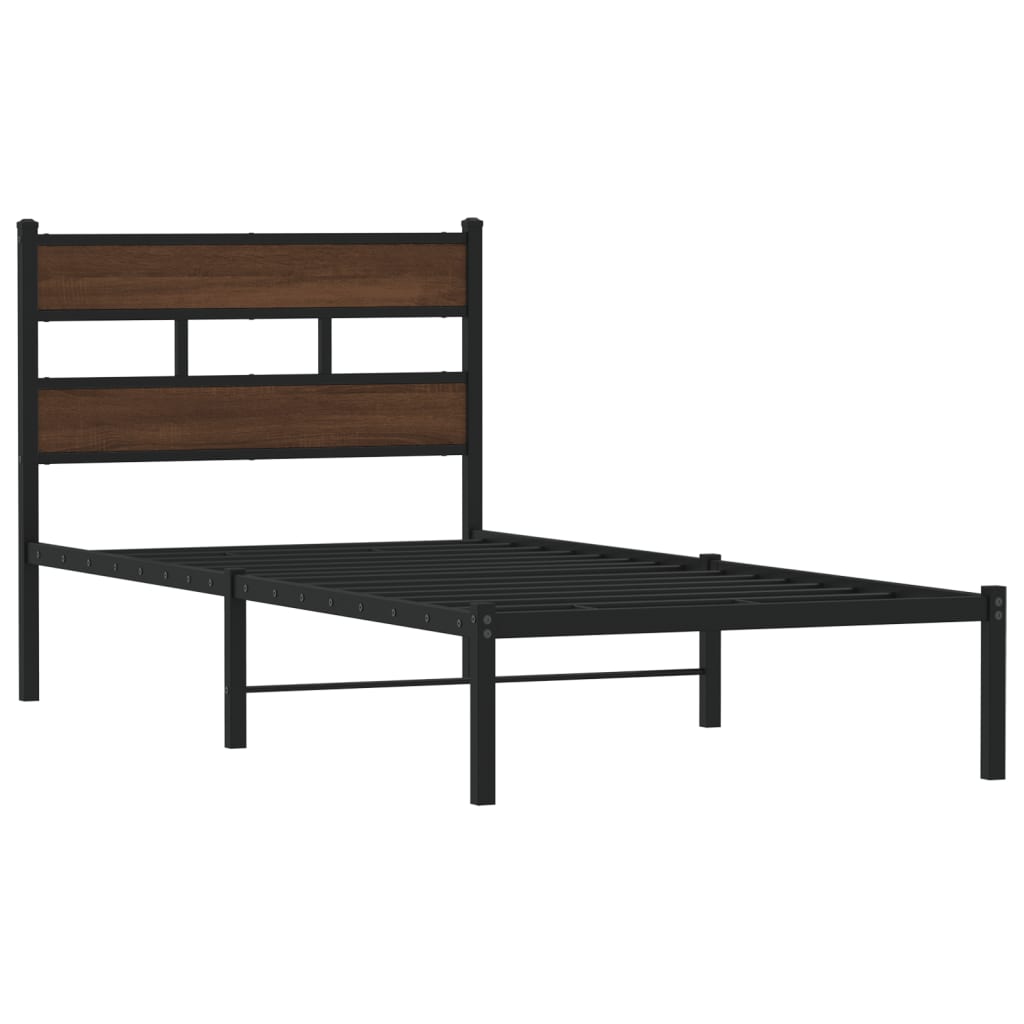 Sengeramme uten madrass med hodegavl brun eik 75x190 cm