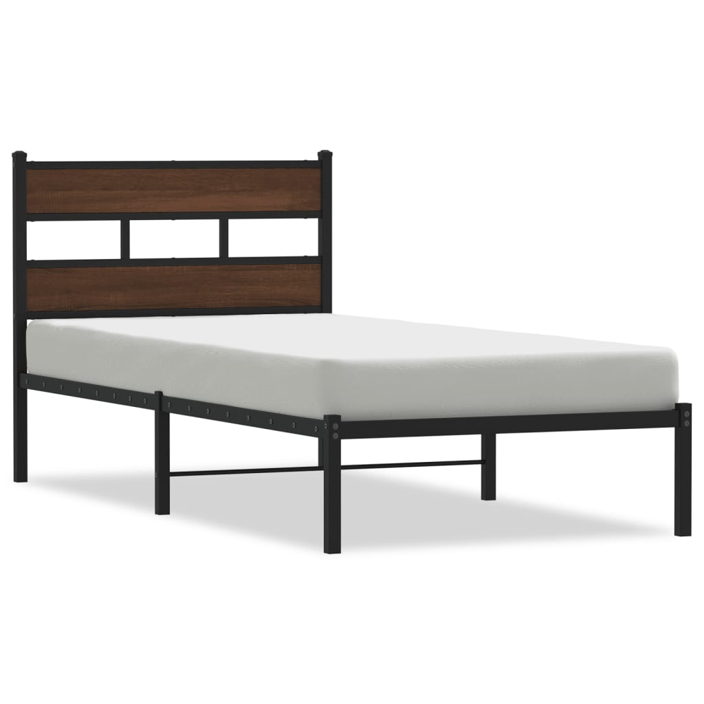 Sengeramme uten madrass med hodegavl brun eik 90x190 cm