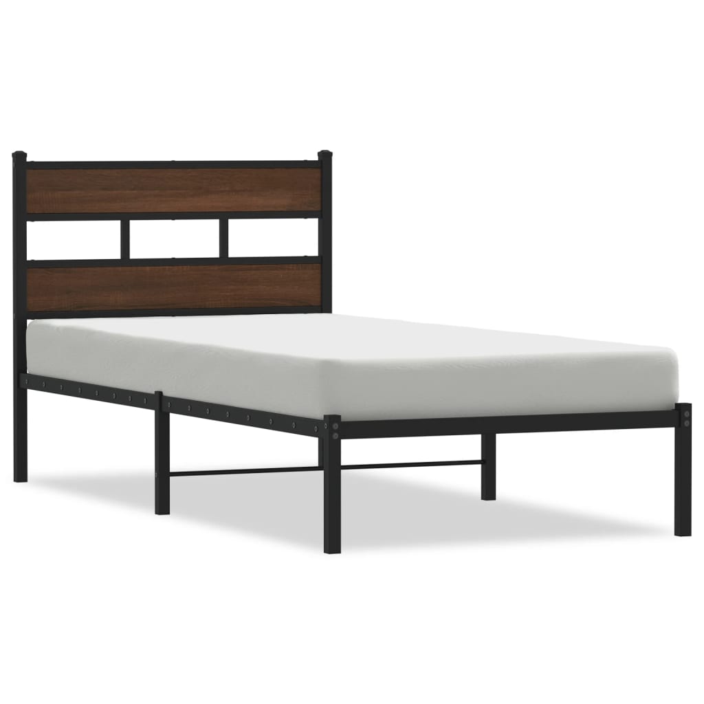 Sengeramme uten madrass med hodegavl brun eik 90x200 cm