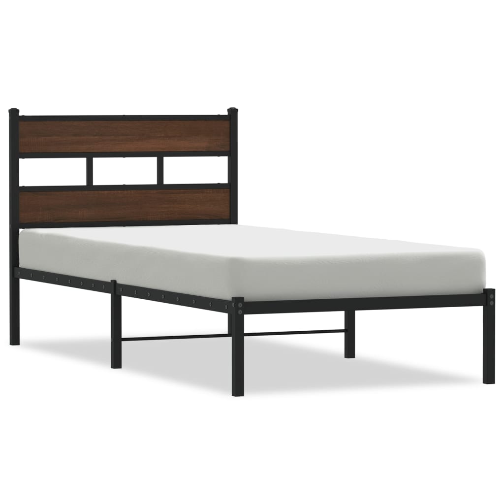 Sengeramme uten madrass med hodegavl brun eik 107x203 cm