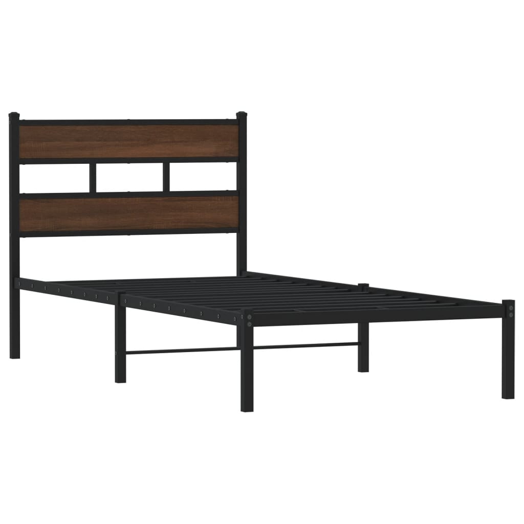 Sengeramme uten madrass med hodegavl brun eik 107x203 cm