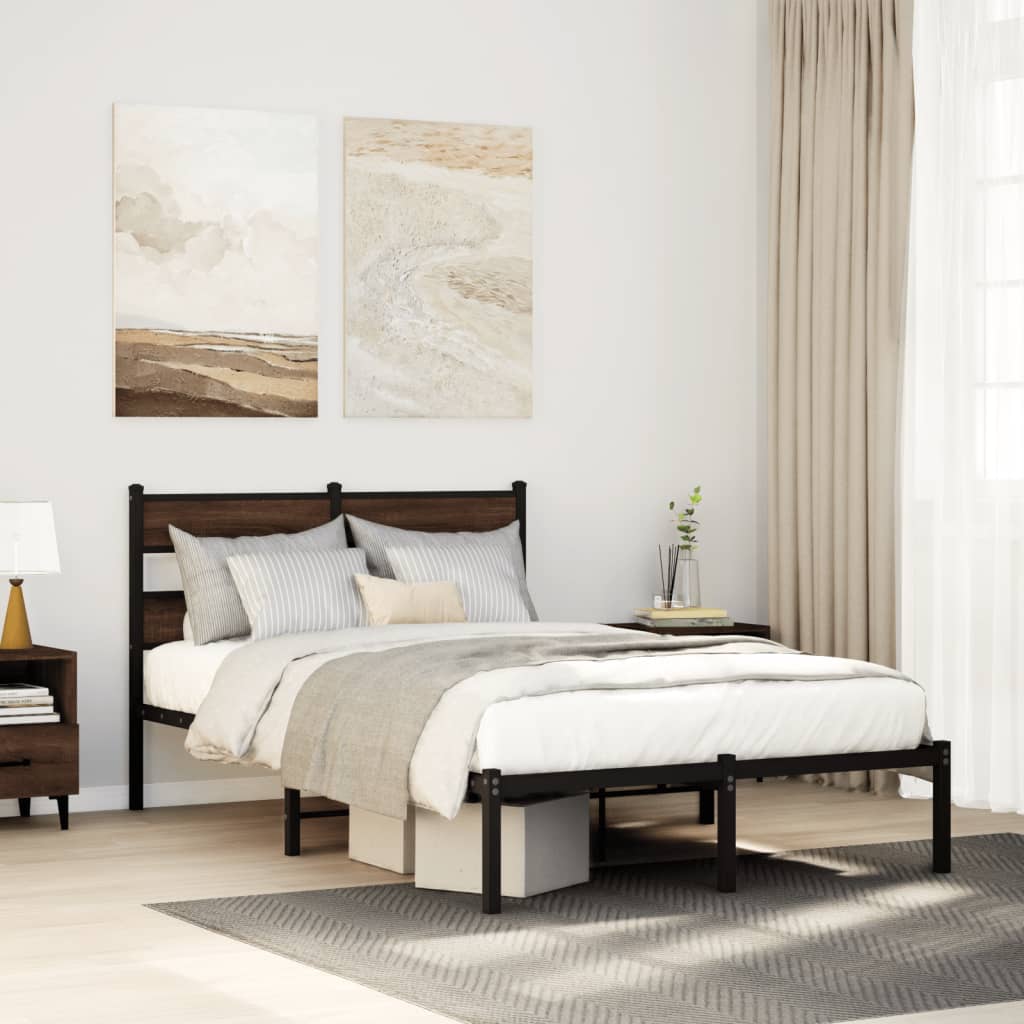 Sengeramme uten madrass med hodegavl brun eik 120x190 cm