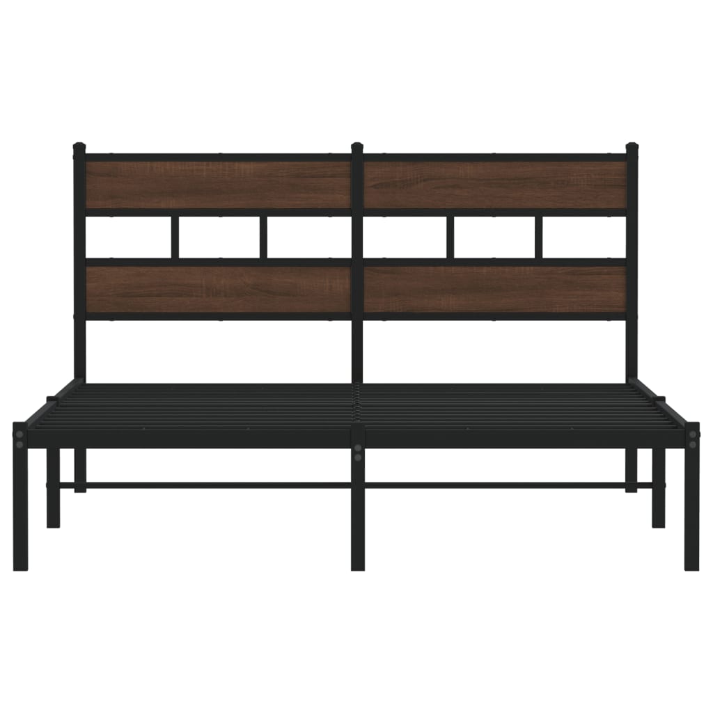 Sengeramme uten madrass med hodegavl brun eik 137x190 cm