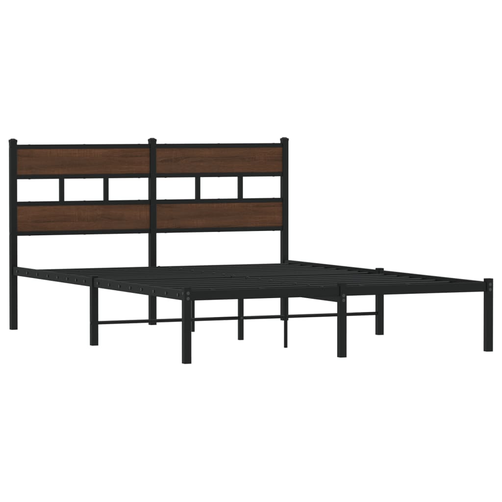 Sengeramme uten madrass med hodegavl brun eik 140x200 cm